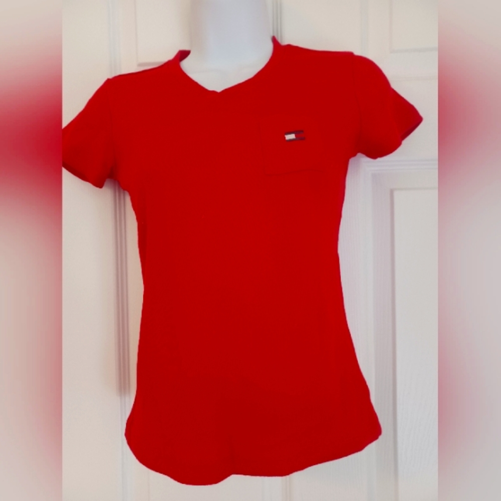 Tommy Hilfiger cute v neck pocket tee